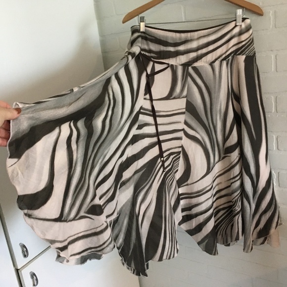 Vintage Y2K GIL BRET Midi SKIRT Silk Cotton lined Abstract/animal print Flowy 10 - Picture 4 of 16